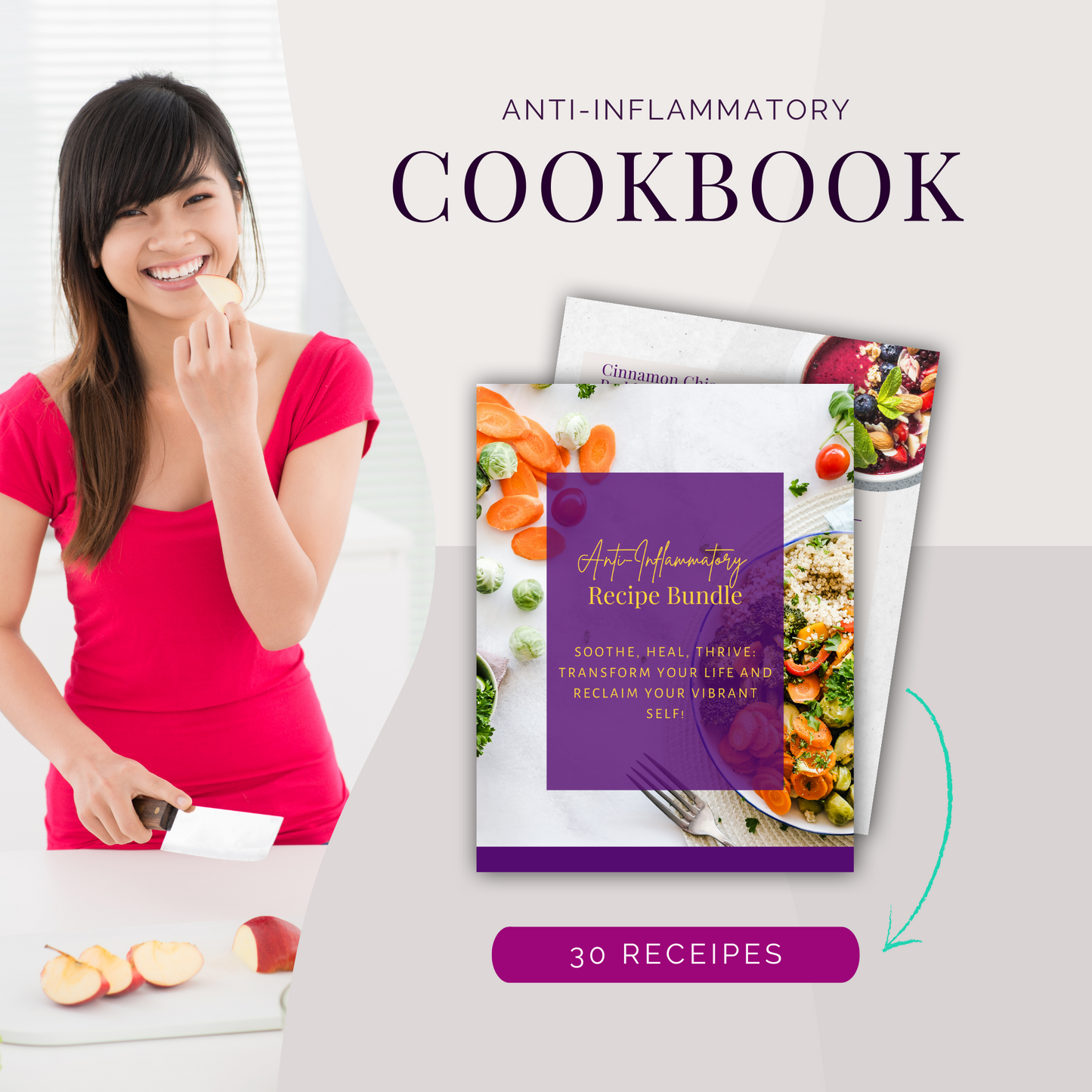 10-Day Anti-Inflammatory Recipes eBook: Soothe Inflammation, Boost Energy, Healthy Eating Guide for PCOS, IBS, Acne, Digital Download